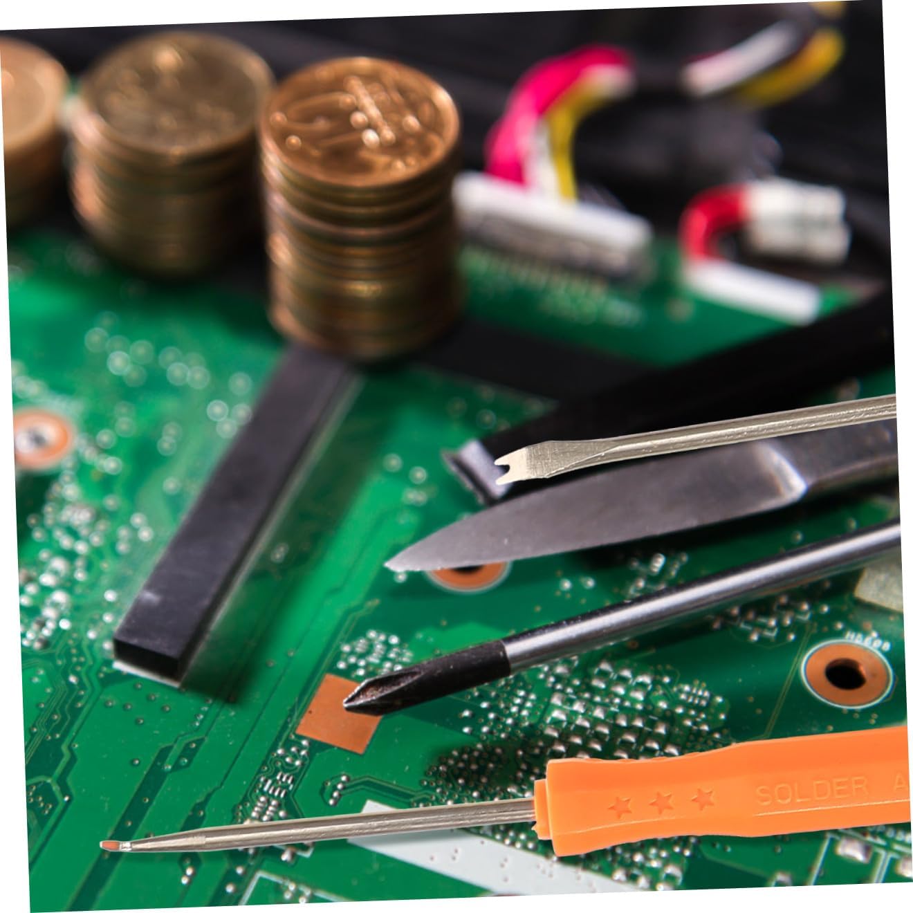 Veemoon 7-Piece Soldering Repair Tool Kit with Strong Manual Solder Sucker Random Color Includes Auxiliary Tools for Circuit Board Desoldering and Precision Work