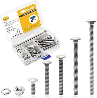 18 Sets 5/16-18 Carriage Bolts for Wheelbarrow Handles Nut and Bolt Set 304 Stainless Steel Wheelbarrow Rebuild Parts Replacement Assortment Kit for Furniture Repair, and Wood Joining