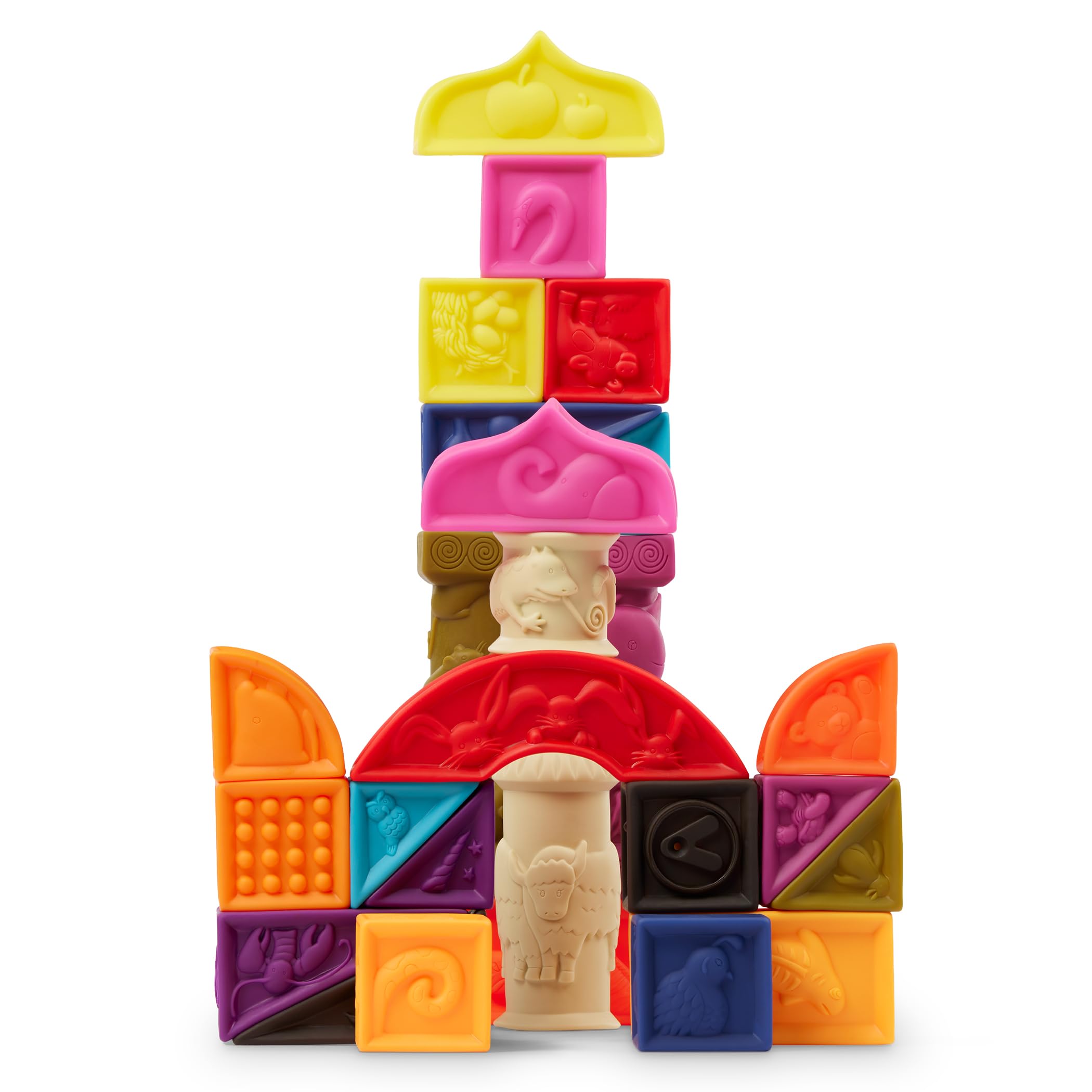 B. toys - Alphabet Learning Blocks for Babies & Toddlers - 26 Soft Squeezable ABC Baby Blocks with Textured Animals - Educational Baby Toys for Sensory Play, Bath Time & Early Development - 6+ Months