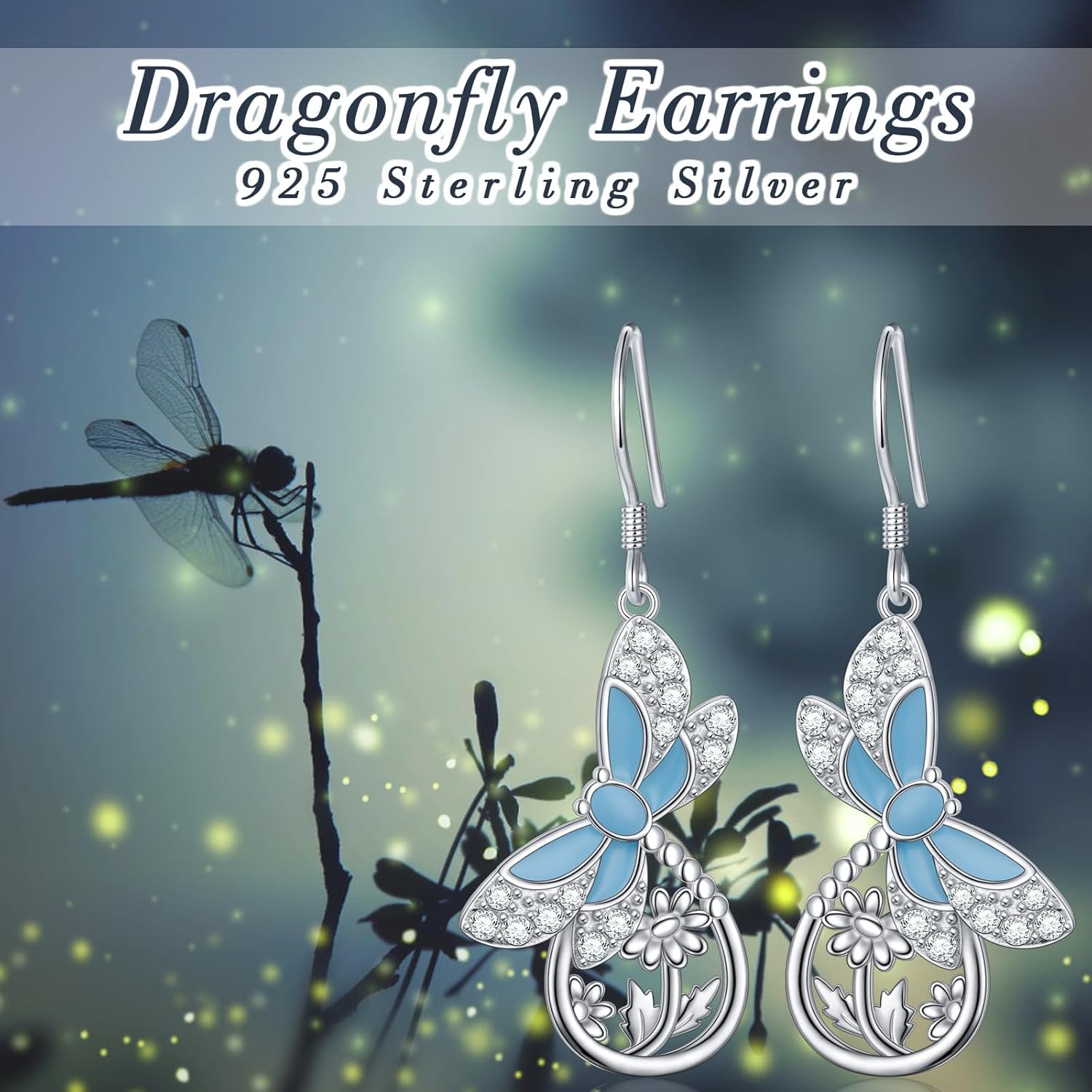 S925 Sterling Silver Dragonfly Dangle Drop Earrings Dragonfly Jewelry Birthday Gift for Women - Image 6