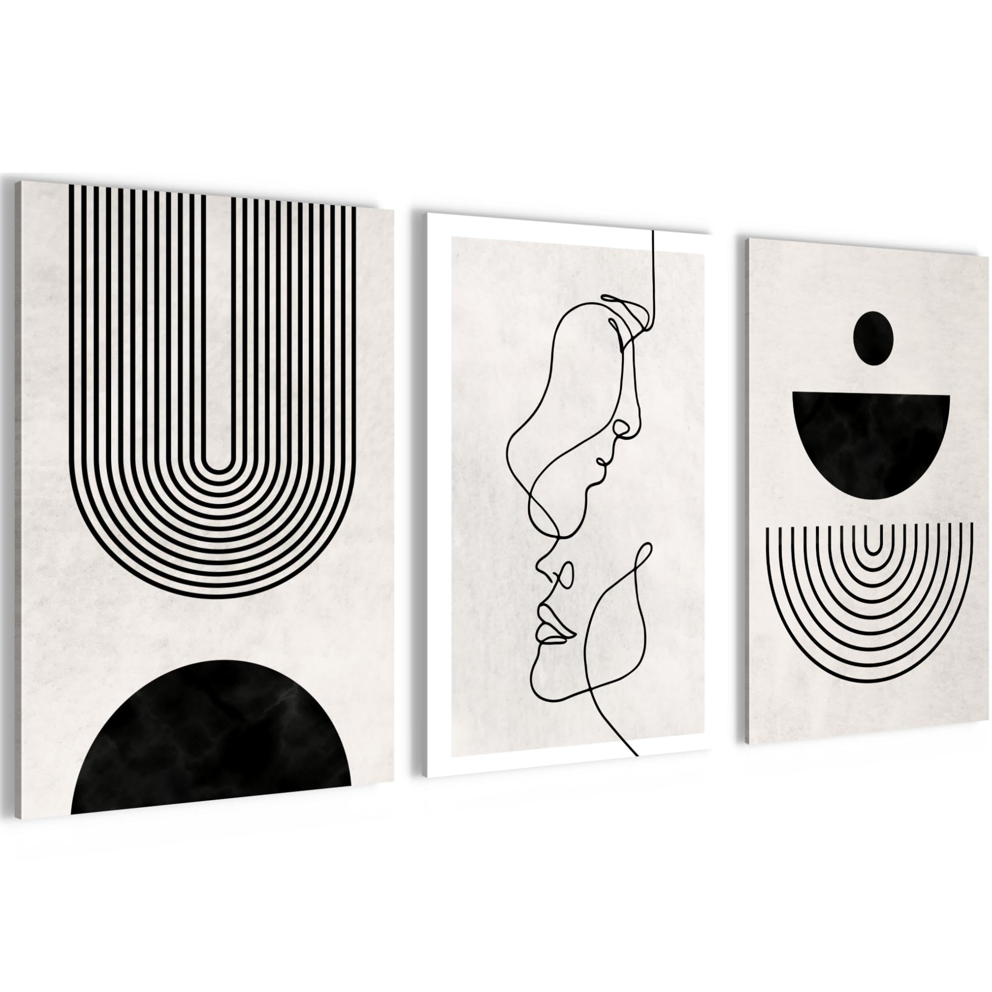 Novart Set de Decoración de Pared con Cuadros Arte Lineal Abstracto Cuadro - LISTO PARA COLGAR - No Necesita Marco - Dormitorio Salón Cocina - N033336a