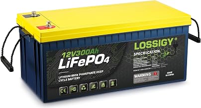 LOSSIGY 12V 300AH LiFePO4 Lithium Battery, Perfect for Solar System, RV, Marine, 3840Wh 5000+ Deep Cycles, Built in 200A BMS with 10 Yrs Lifespan