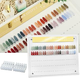 120 Nail Color Display,Nail Art Sample Chart Acrylic Gel Polish Rack,Nail Polish Display with 240pcs Nail Color Display Tips,Nail Color Swatches Perfect for Nail Salon & Home Use