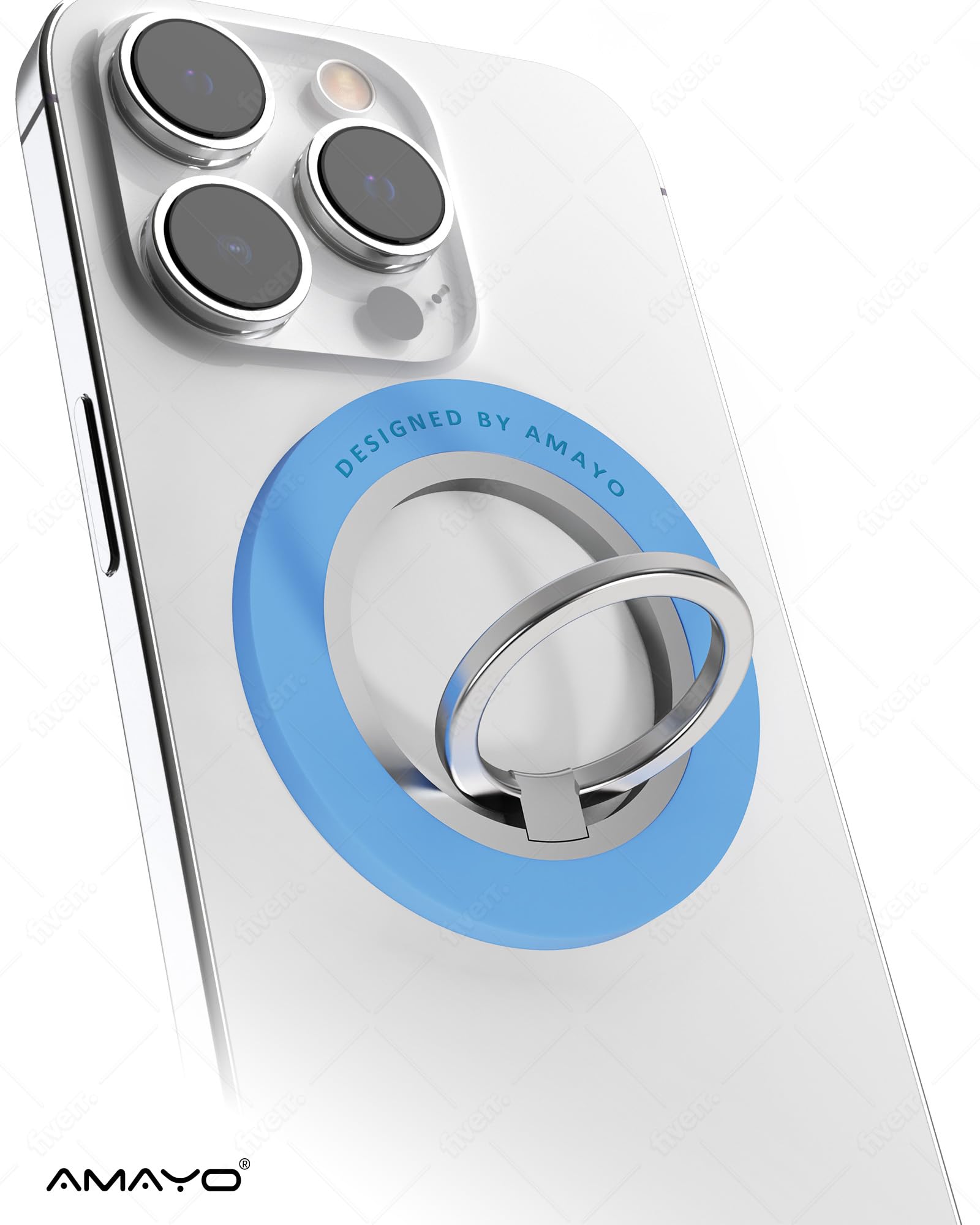 AMAYO - Impugnatura a anello per MagSafe, supporto per dita con anello magnetico, supporto per smartphone, supporto ad anello per iPhone Serie 15 Pro Max, 14, 13, 12 accessori per MagSafe (Blu)