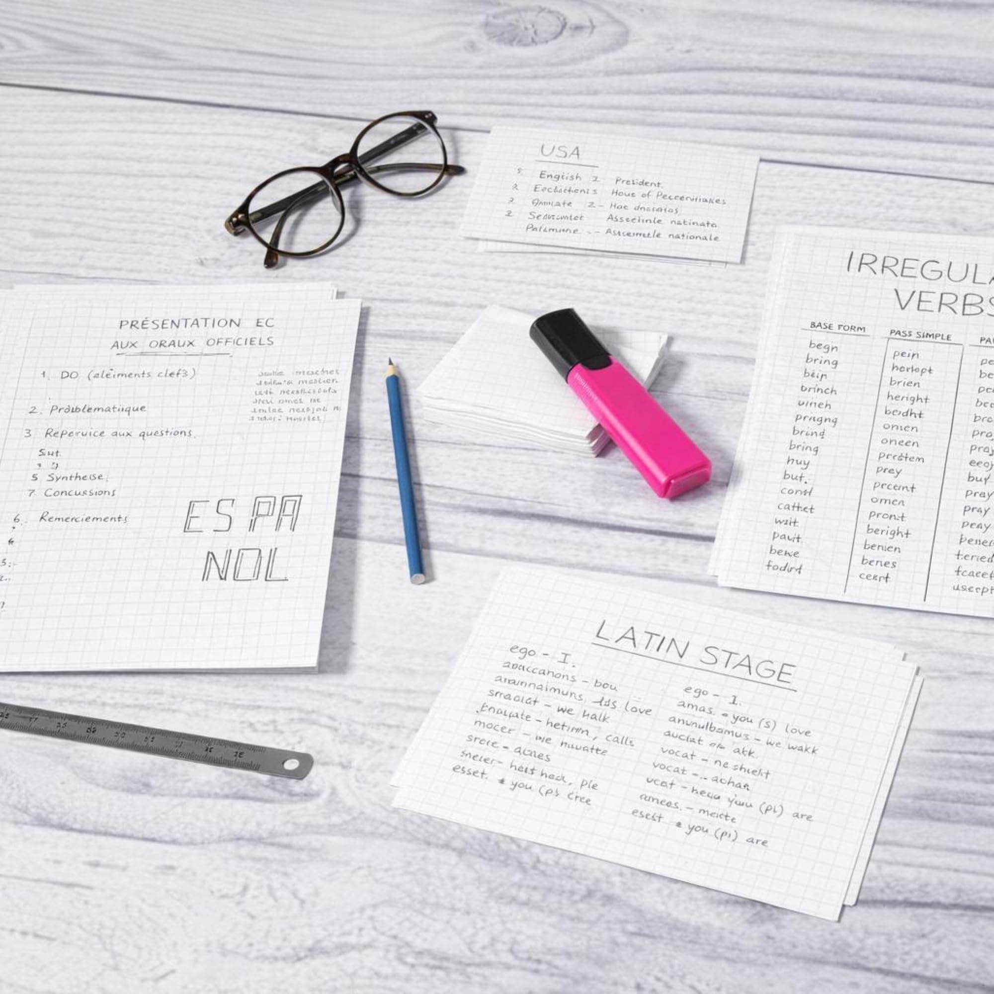 Exacompta Pack Essentiel 3 Étuis 100 fiches bristol quadrillées 5x5 non perforées 100 x 150 mm blanc