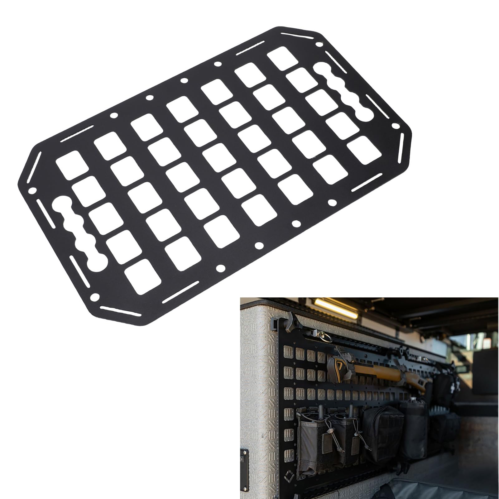 Haofy L Pista Molle Panel Camion Letto Molle Rack Alluminio 15x9.25x 0.08in con Fori Multipi per L Rail Tool Storage Cars SUV Pickups Camion