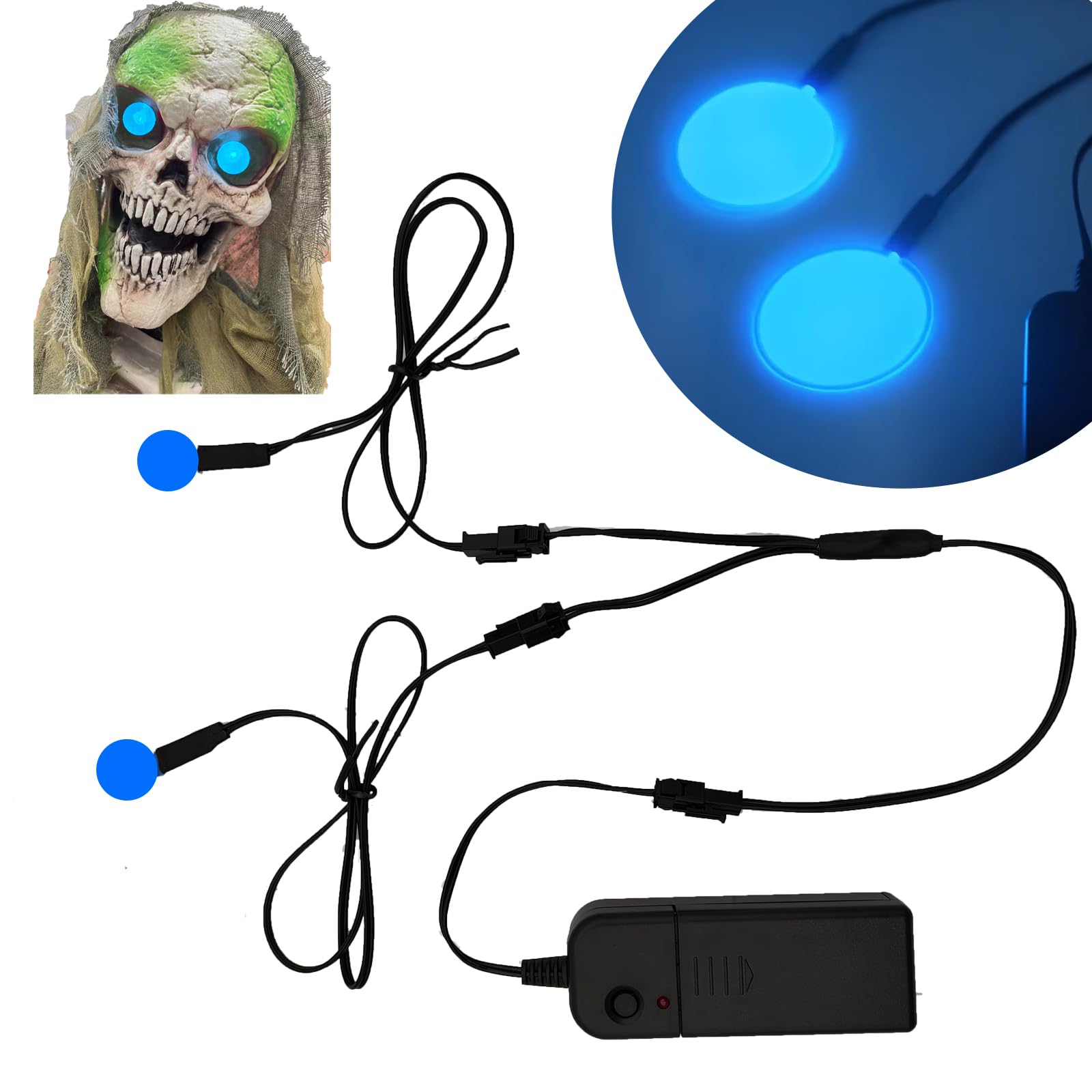Panneaux Électroluminescents Yeux Ronds Au Néon 20mm - Kit Lumineux Pour Cosplay, Halloween & Noël - Blanc