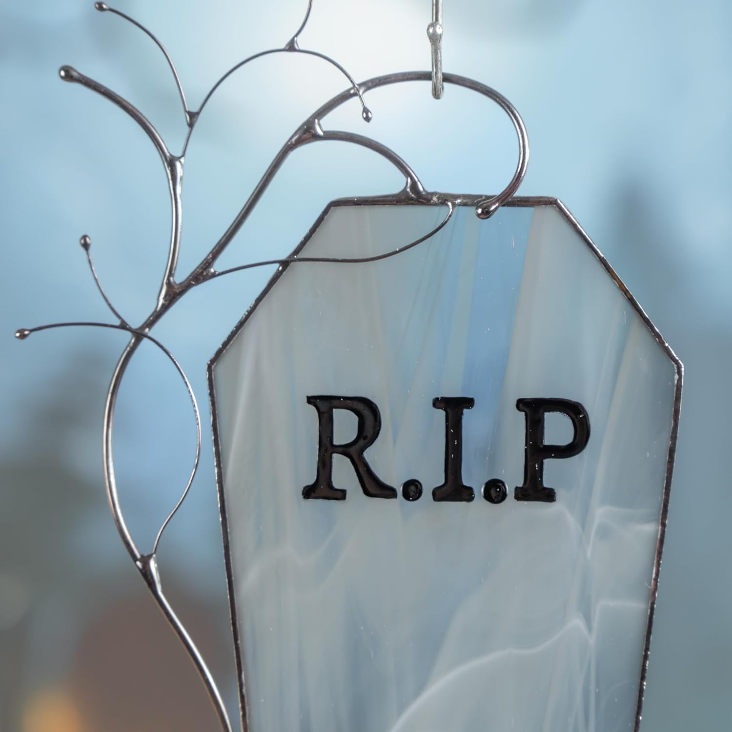 Tomb Stained Glass Window Hanging Suncatcher for Windows Panels Halloween Ornament Decoration Stained Glass Halloween Suncatchers Gothic Decor