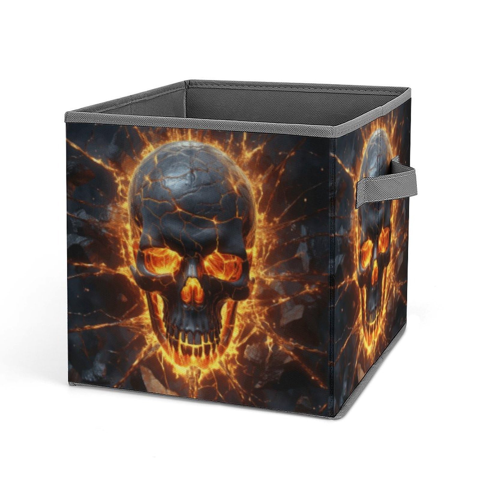 DWVTSLH Shattering of Skull Cube Storage Bins with Handle, Foldable Storage Cubes, 11 Inch Large Storage Baskets, Washable Fabric Closet Organizer for Shelves, Decorative Clothes Storage Boxes