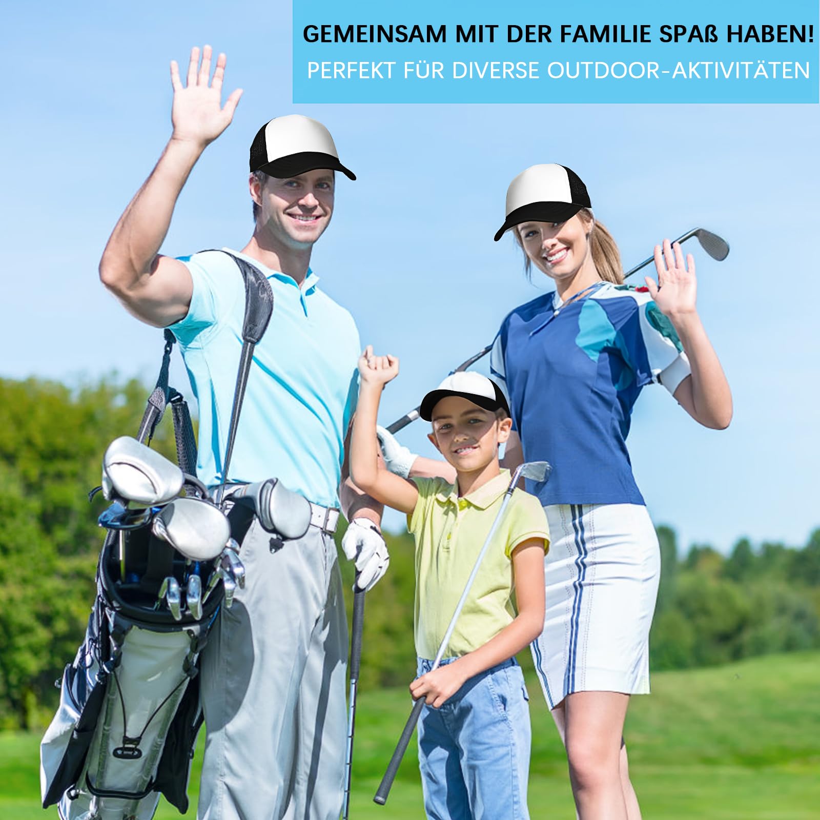 24 Stück Sublimation Rohlinge Kappe, Kinder Basecaps, Schwarz-Weiß, blanko | Trucker-Caps für Sublimationsdruck, DIY-Motive und personalisierte Projekte – geeignet für Basteln, Gruppen und Events