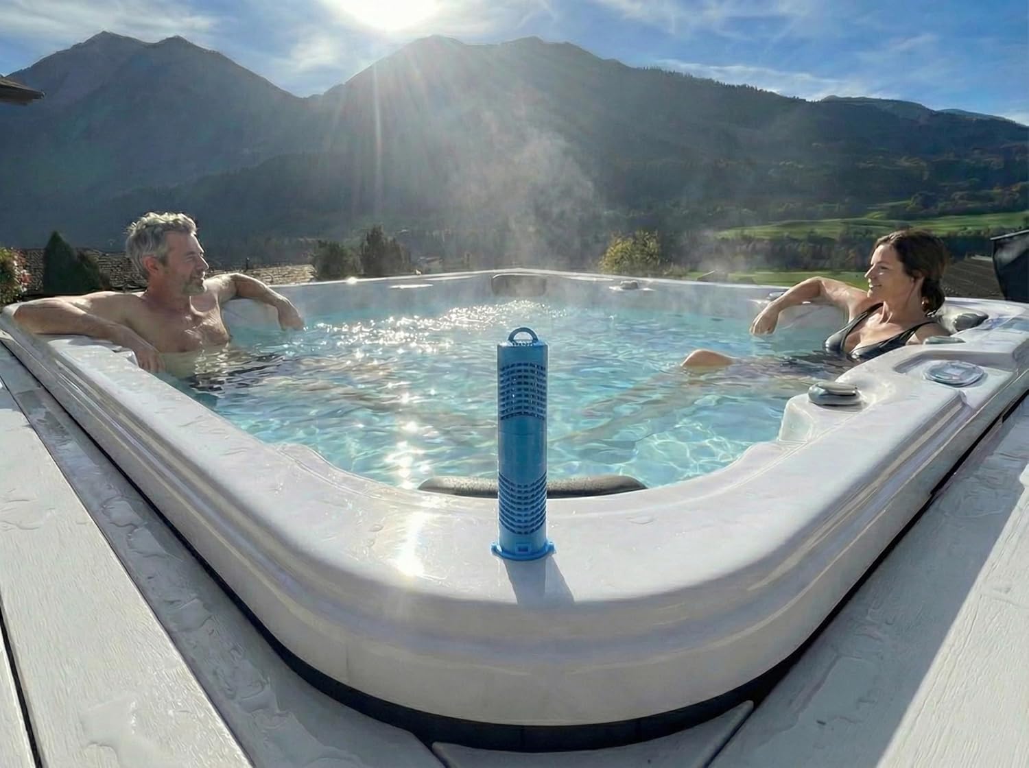 Spa Silver Ion Mineral Cartridge Stick Compatible with Jacuzzi Hot Tubs | Fits J-300, J-400, J-500 Series (Part 2890-185) | Copper-Free Formula | 16-Month Crystal Clear Water Supply (4, Blue)