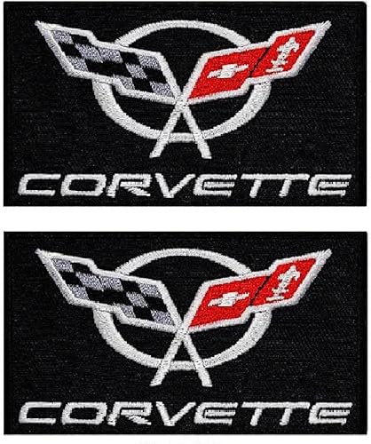 Patch Force Corvette Racing - Juego de 2 piezas de parches de banderas a cuadros Planchar en coser en B150