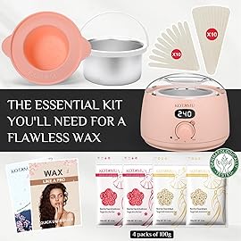 KOTAMU Wax Kit Pink Digital Hair Removal Waxing Kit for Women & Men Hot Wax Warmer Pot for Face, Eyebrow, Body, Brazilian, Bikini, Sensitive Skin Waxing Machine with 25 Accessories for Home Salon