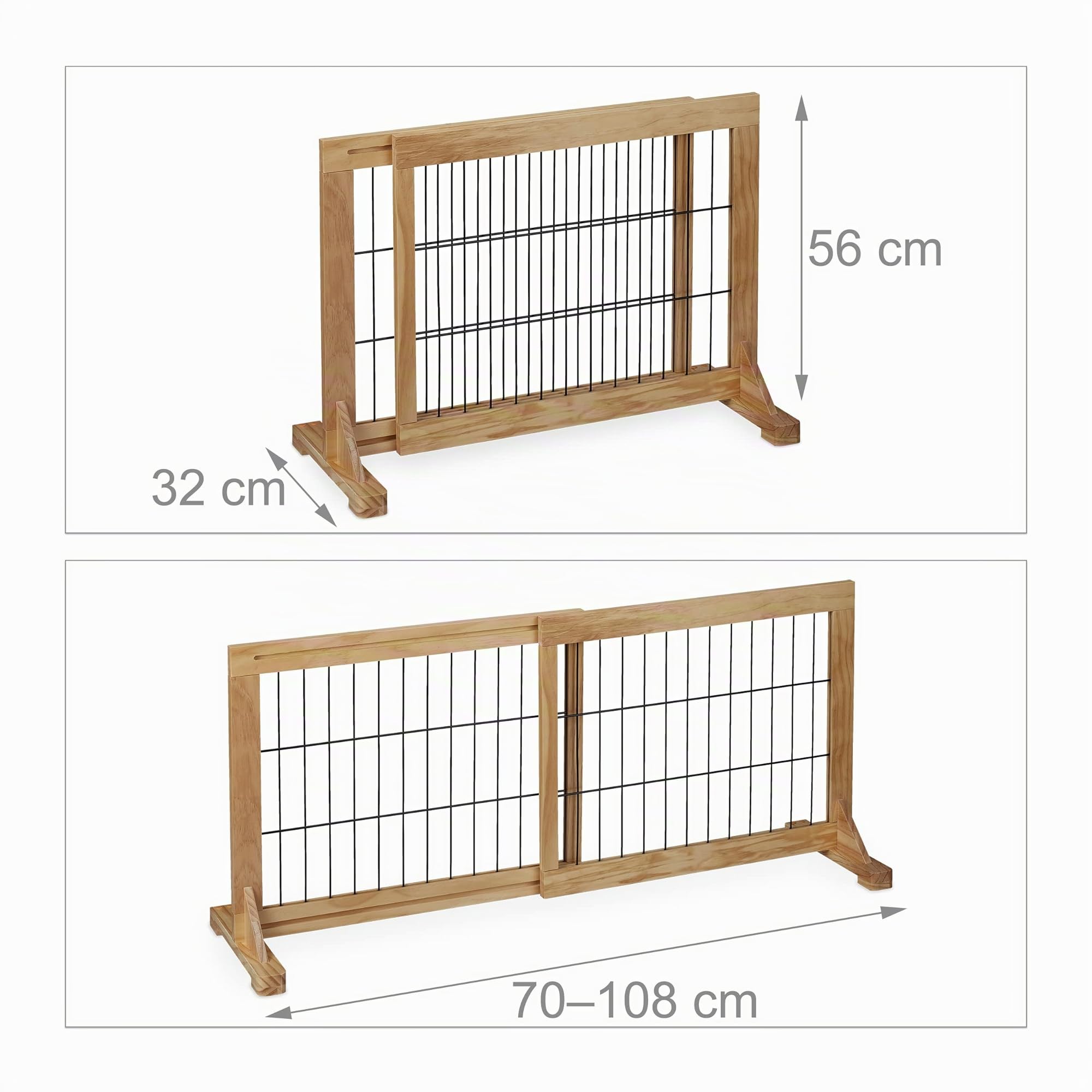 Relaxdays Cancelletto per Bambini Barriera per Cani Neonati Recinzione Scale 56x70-115 cm Naturale