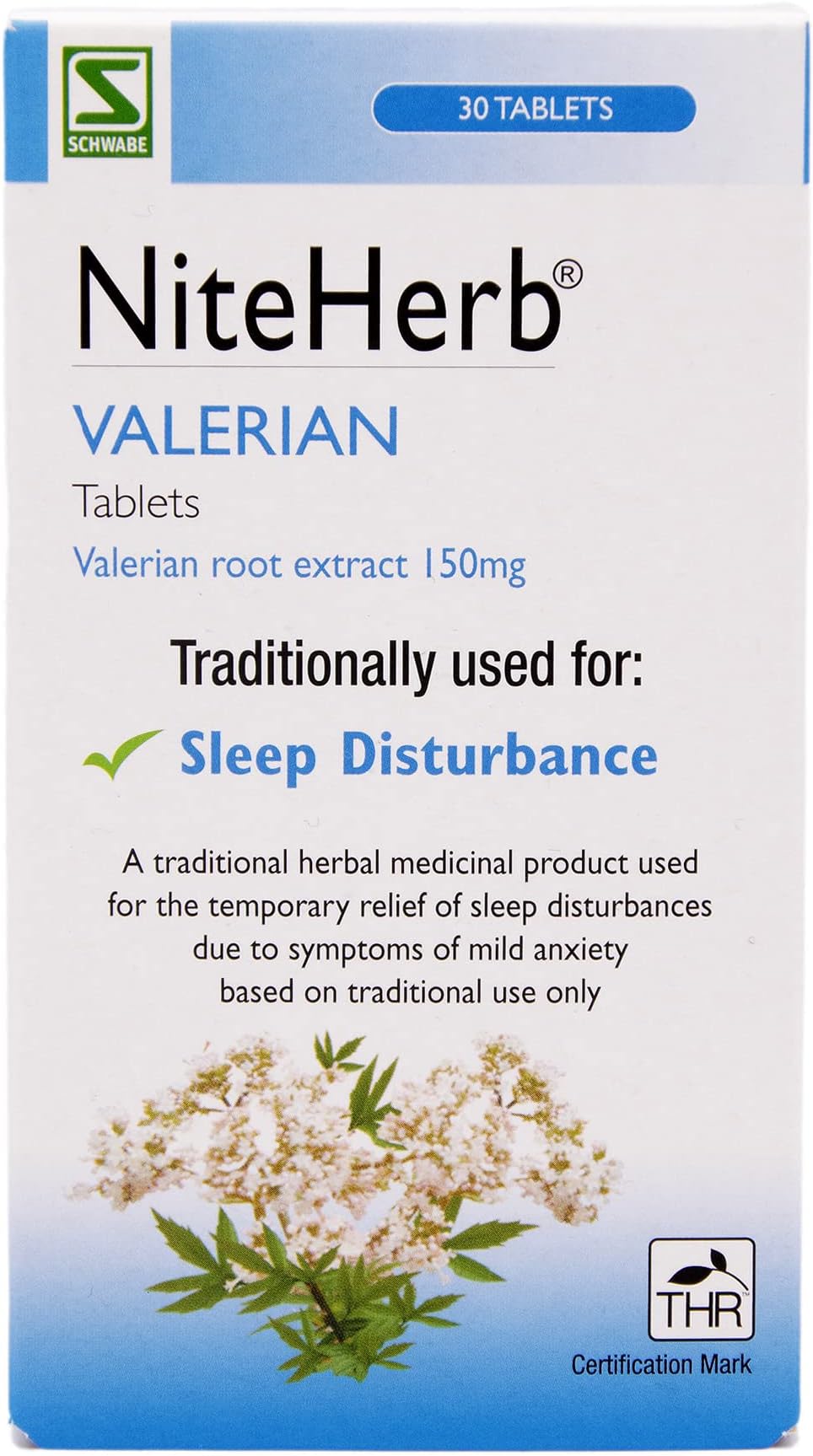 Pharma - Niteherb - Valerian Root Extract 150mg - Traditionally Used for Sleep Disturbances - Traditional Herbal Medicinal Product - 30 Tablets