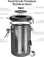 Vista 6 de Veken Coffee Canister with Window,Airtight Stainless Steel Kitchen Food Storage Container, Date Tracker & Scoop for Grounds Coffee, Beans, Tea