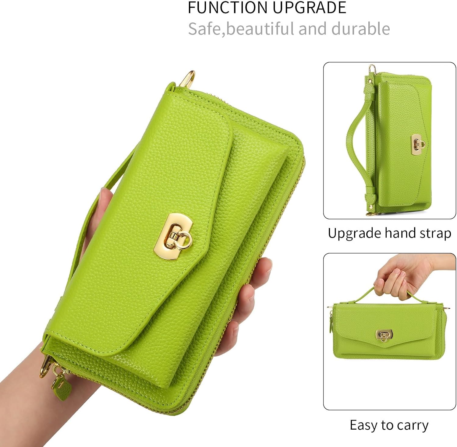 Wallet Case Compatible with iPhone 17/16/15/14 Series with RFID Blocking Card&Cash Slot Detachable Wrist&Shoulder Strap Support Magnetic Wireless Charging (iPhone 16 Pro Max,Orange)