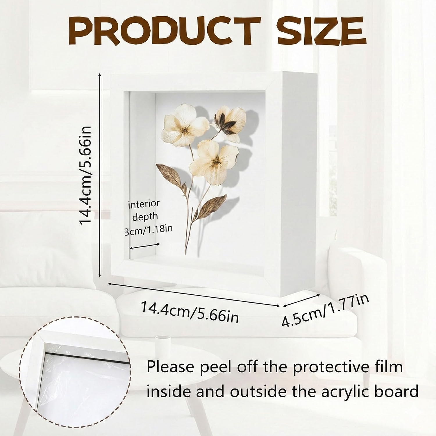 Wazzio 6Pack 5x5 Inch Shadow Box Frame, Wood Display Case Memory Box