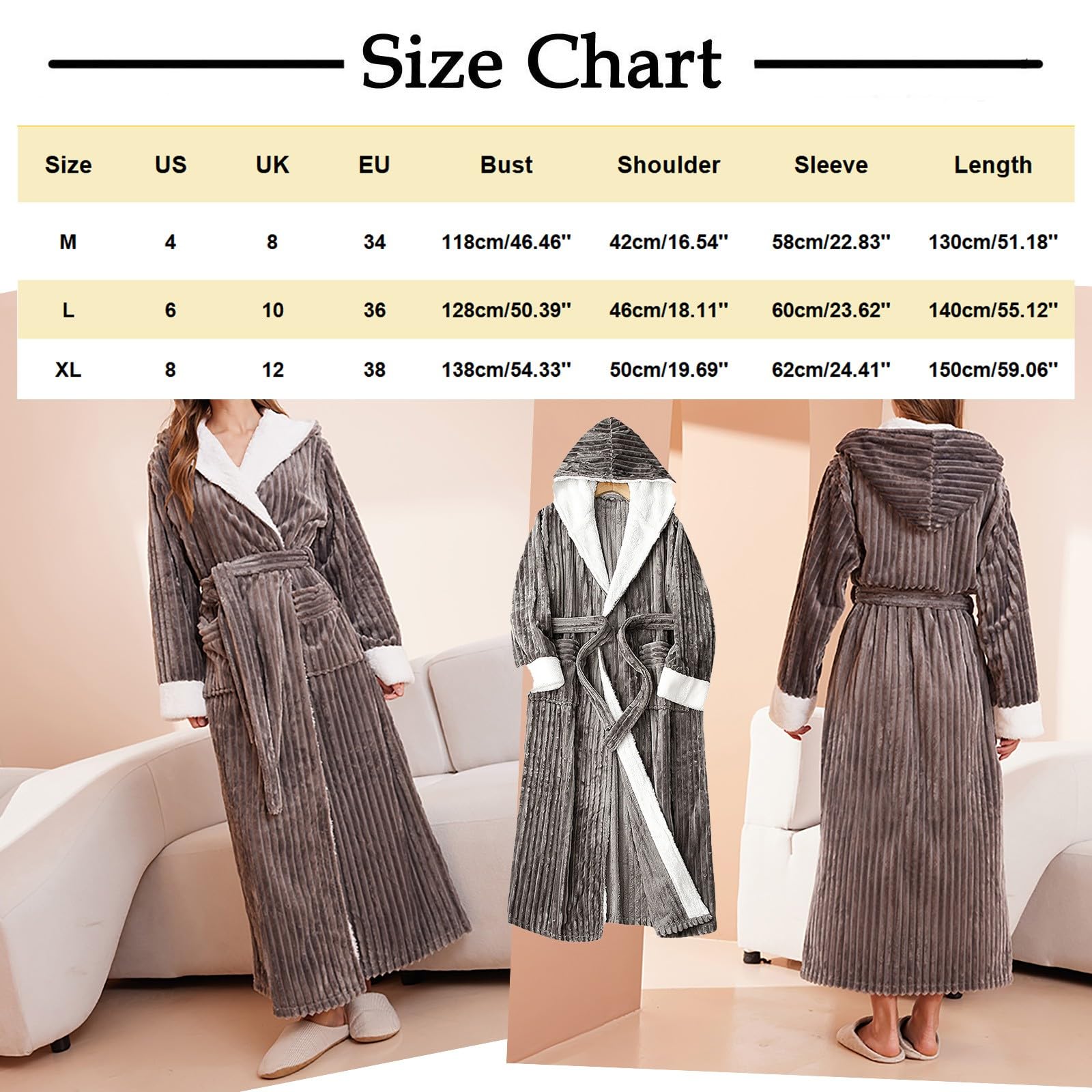 Bata de baño con capucha para mujer, talla grande, extra larga, con bolsillos, bata de baño de invierno, ropa de descanso personalizada, bata cálida de felpa