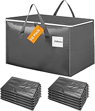 Withosent 100L Large Storage Bag, 10 Pieces Waterproof Moving Bags with Zipper and Handle, Bags for Storage Clothes Duvets, Alternative to Moving Boxes, Grey