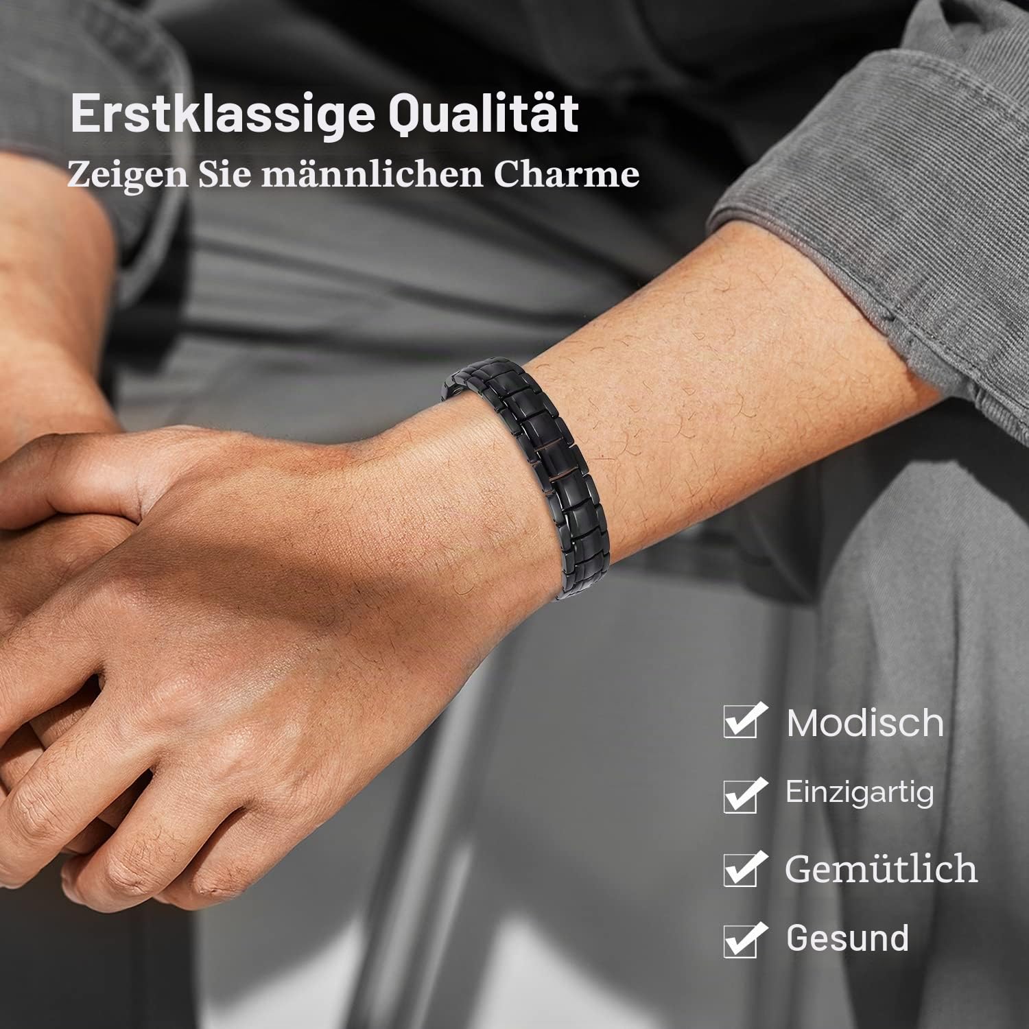 Magnetarmband Herren Doppelreihiges Titanarmband Ultra-Stärke-Magnete mit Einstellwerkzeug und Geschenkbox
