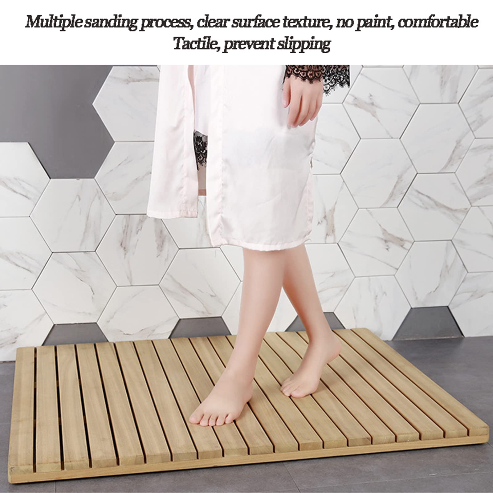 Alfombrilla de ducha de bambú de madera natural para baño, alfombrilla de bambú de lujo, tamaño personalizable, 85 x 100 cm