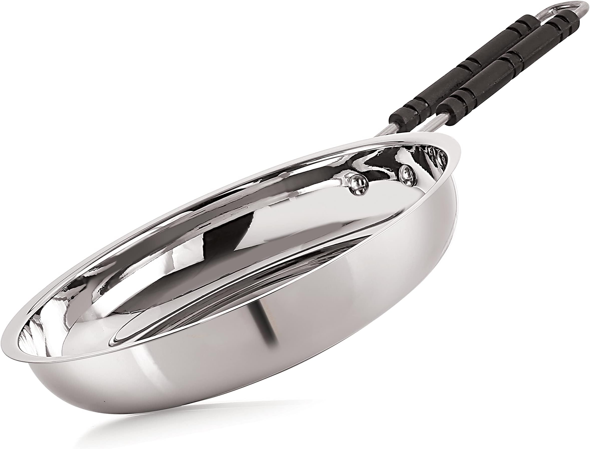 NIRLON Stainless Steel Sandwich Bottom Induction & Gas Compatible Fry Pan/Saute Pan/Frying Pan, Silver, 22cm (1.4 litres)