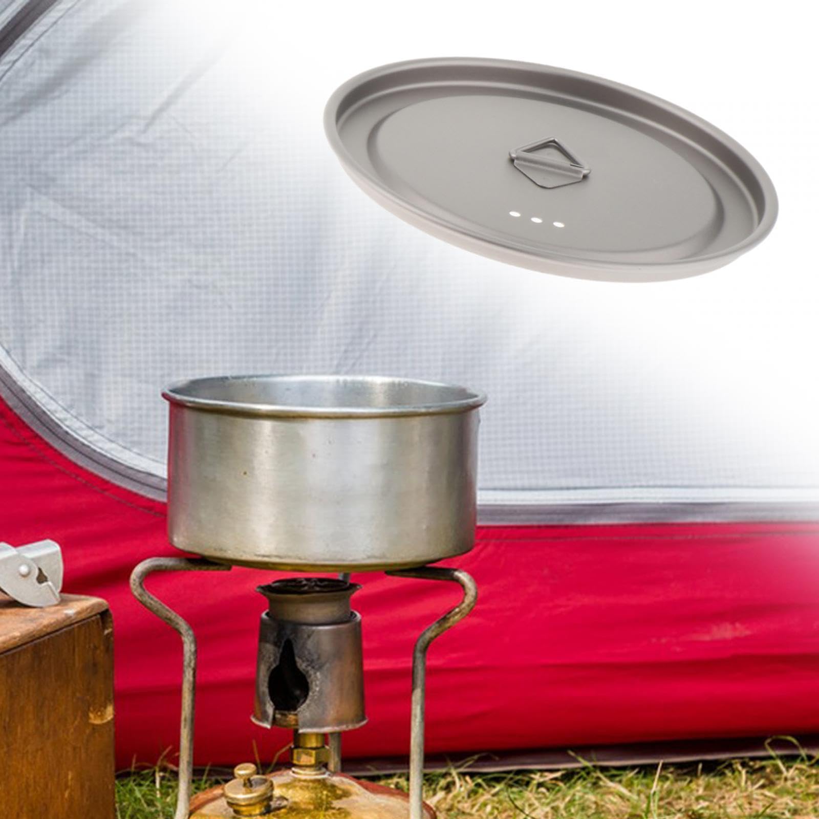Couvercle de Tasse à Eau en Titane Couvercle de Pot de Camping avec Anneaux Couvercle de Tasse à Café pour La Randonnée Intérieure et Extérieure