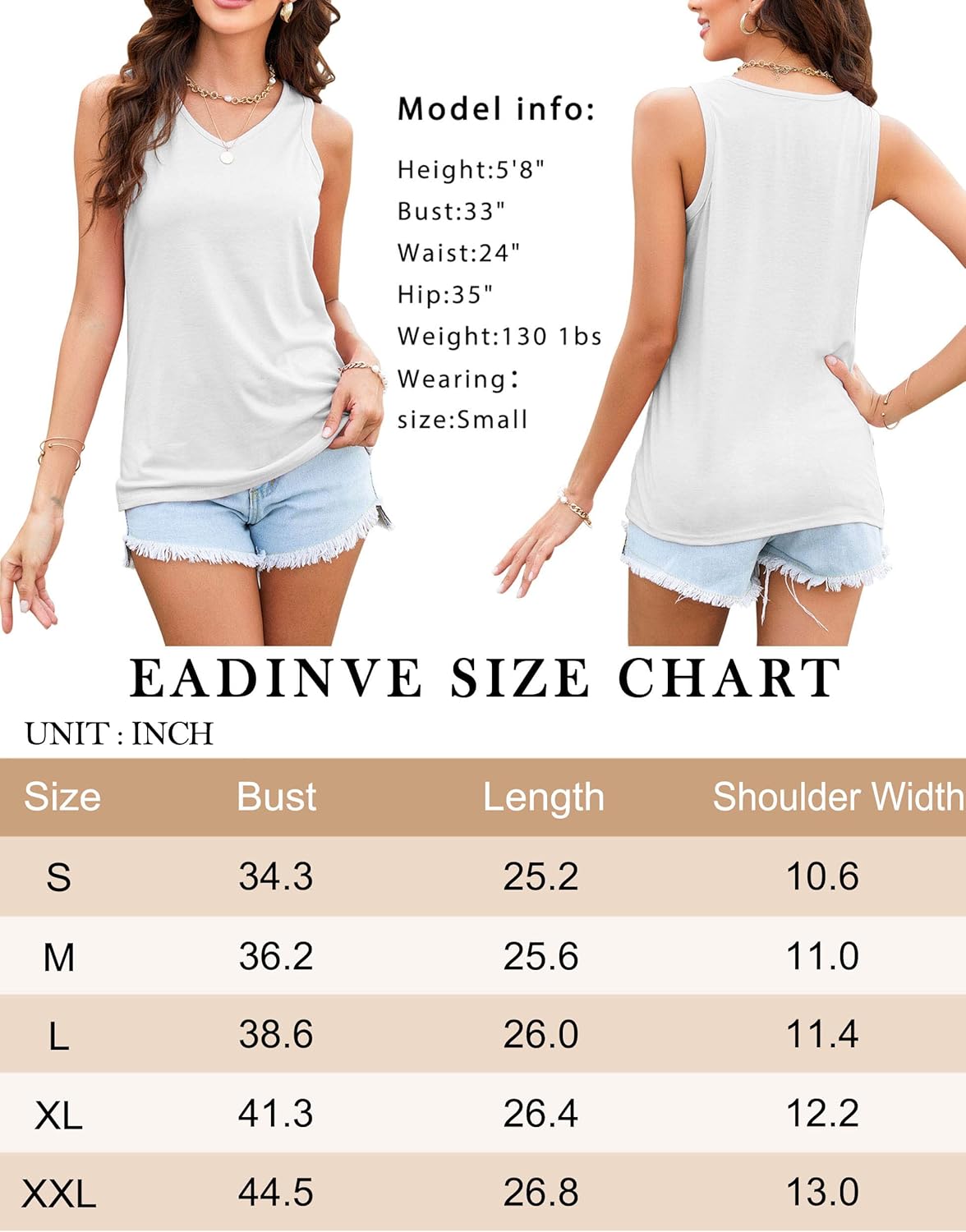 Miniatura 6 de EADINVE Camisetas sin mangas con cuello en V para mujer, camisetas sin mangas con estampado de letras gráficas, camisetas básicas de camisola,