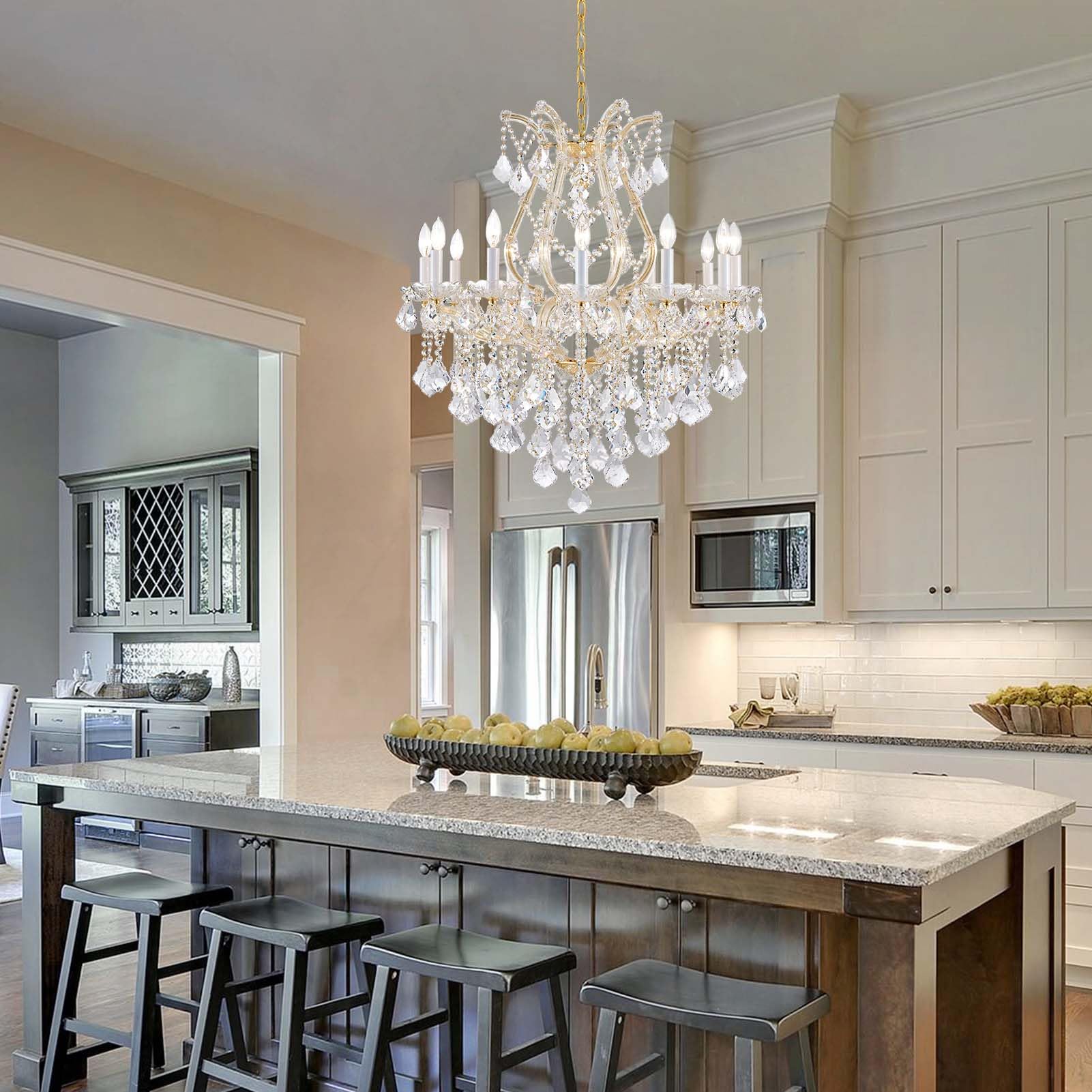 SHAOCHIAO Gold Crystal Chandelier Light Fixture-12-Light Maria
