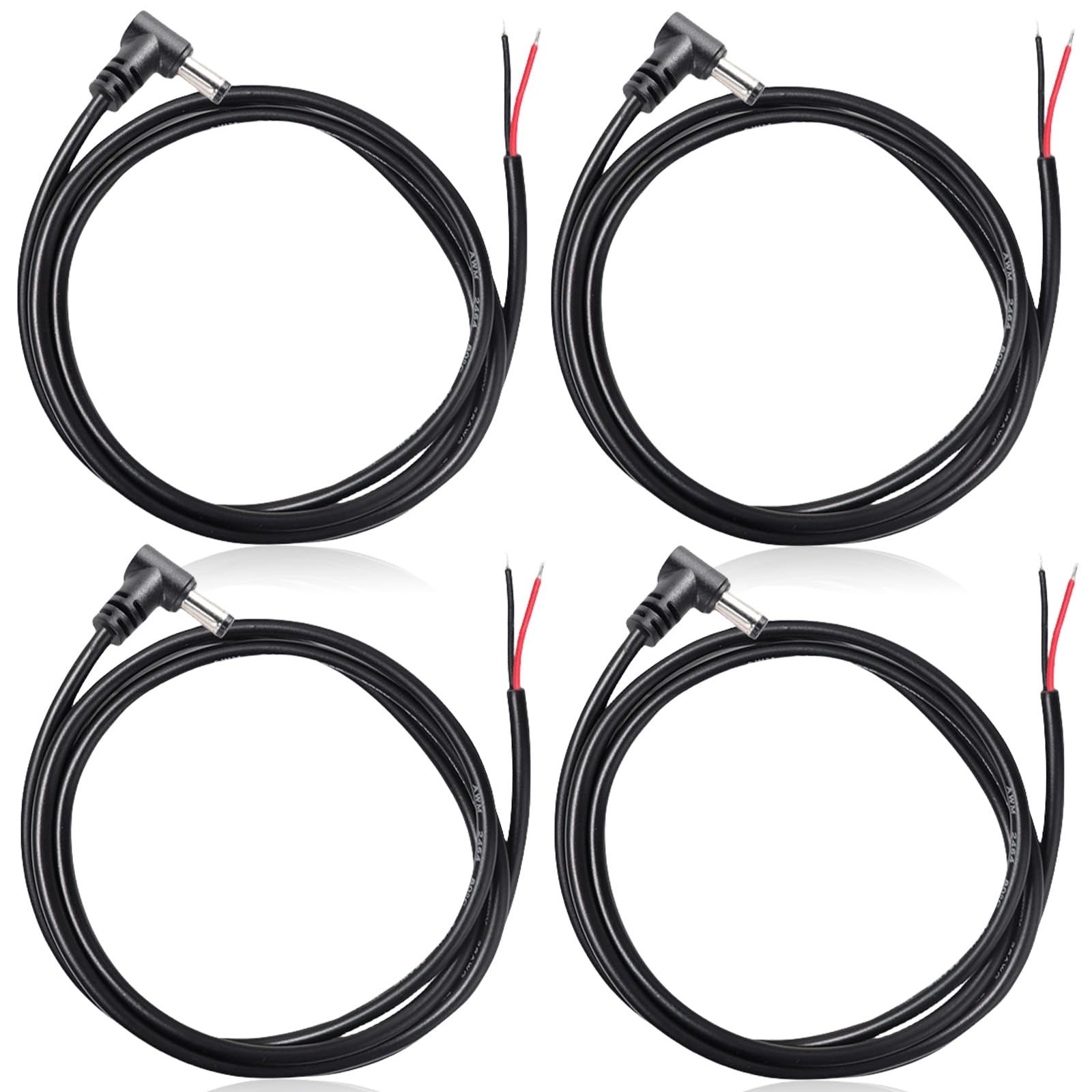 4 Cavi Prolunga DC 5.5x2.1mm - 1 Metro Maschio A Femmina Per Telecamere CCTV E LED (12V)