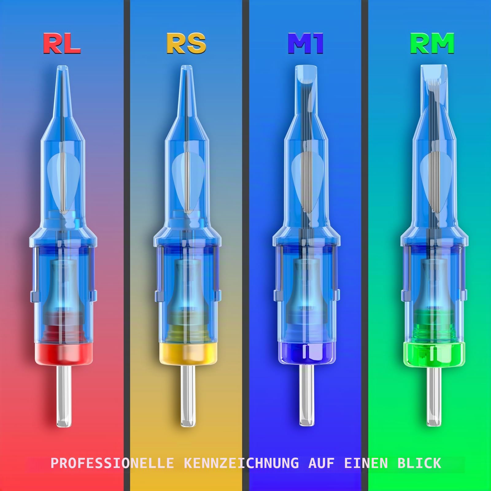 POSEIDON V3 Tattoo Patronen Nadeln 50PCS gemischte Größe sterilisierte Nadeln mit Membran Sicherheit Patronen-1203RL, 1205RL, 1207RL, 1209RL, 1207RL, 1207RM, 1205RS, 1207RS, 1209RS, 1207RS, 1207M1
