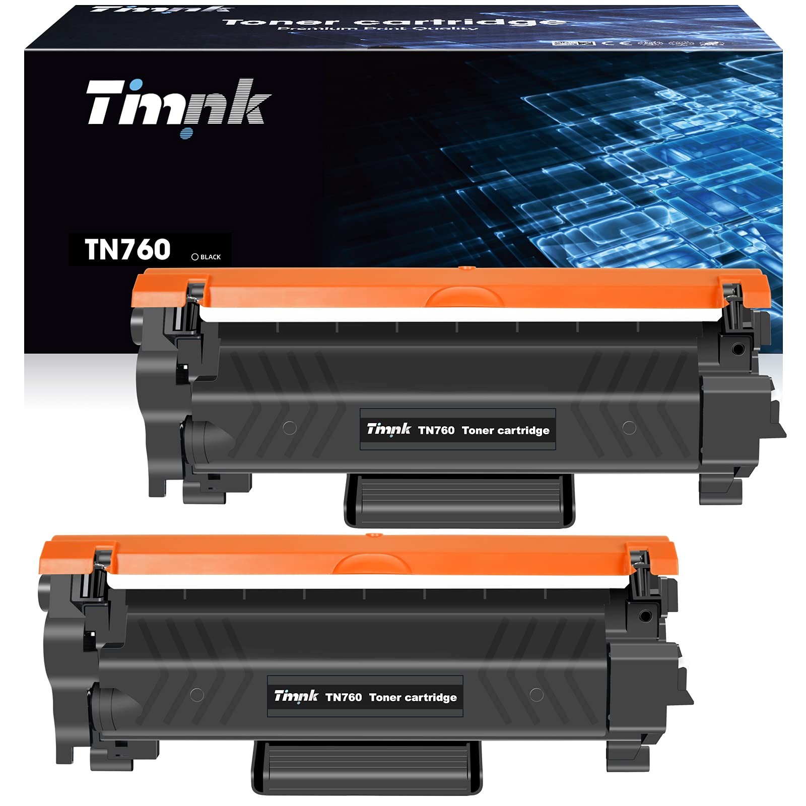 Timink TN760 2PK Replacement for Brother TN-760 TN730 High Yield Toner Cartridge, for MFC-2710DW HL-L2395DW DCP-L2550DW HL-L2370DW HL-L2690DW HL-L2390DW MFC-L2750DW (Black, 2 Pack)