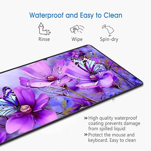 Miniatura 6 de Alfombrilla de mouse para juegos con posavasos, diseño de bordes cosidos, alfombrilla de mouse tamaño XXL grande para computadoras portátiles,