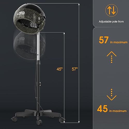Miniatura 4 de Secador de pelo profesional de pie 1875 W de pie con capucha secador de pelo con generador iónico para estación de salón profesional, spa, uso