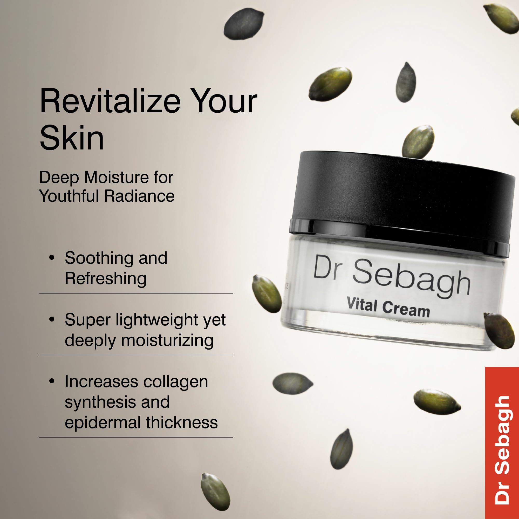 Dr Sebagh Vital Cream (50 ml), Hydrating Moisturizer Face Cream, Revitalizing Facial Moisturizer for Normal/Dry Skin - Image 2