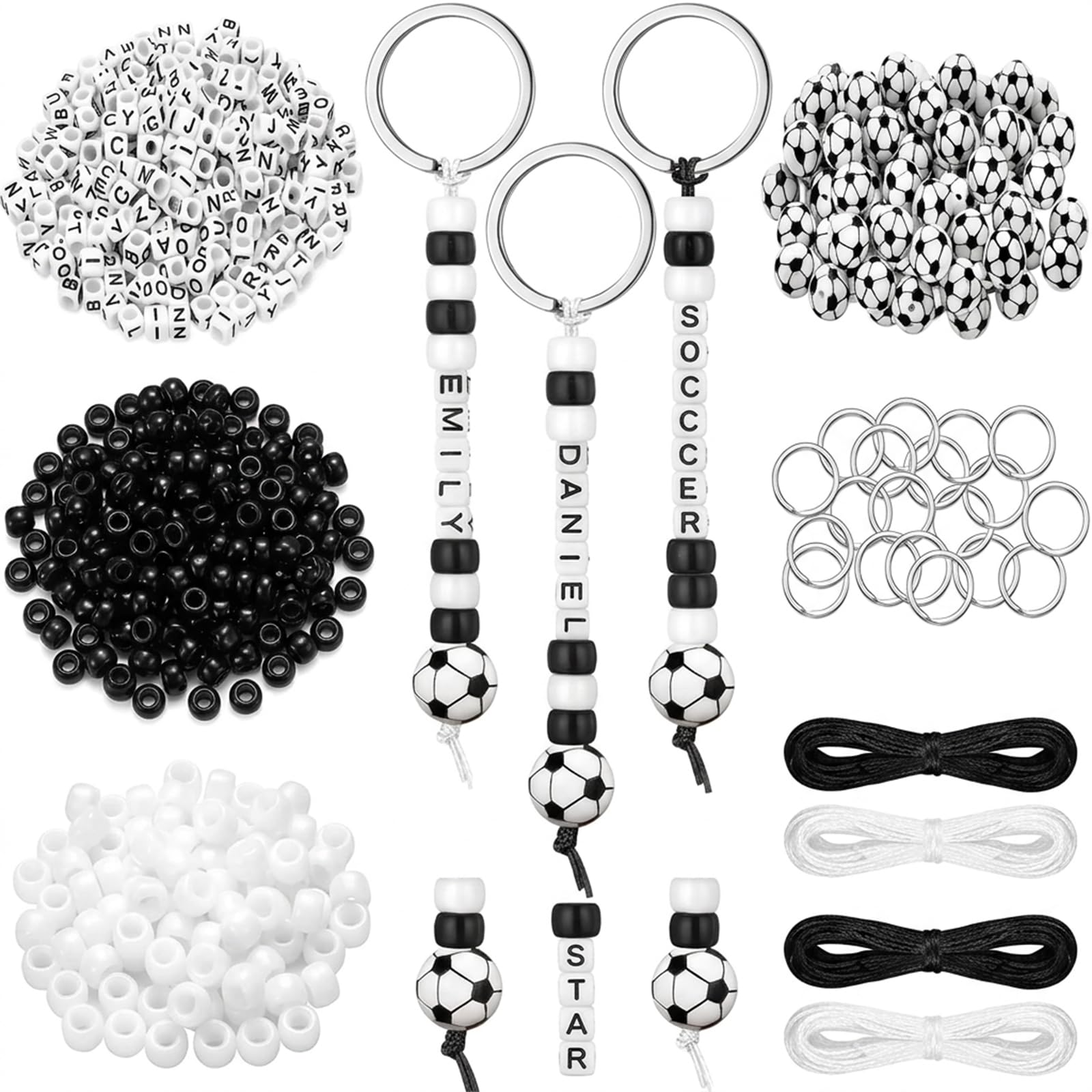Innovess 564-Piece Football-Themed Keyring Making Kit, Boys Bracelet Making Kit, Bead Phone Charm Making Kit, DIY Keyring Supplies, for Parent-Child Interaction and Football Enthusiasts