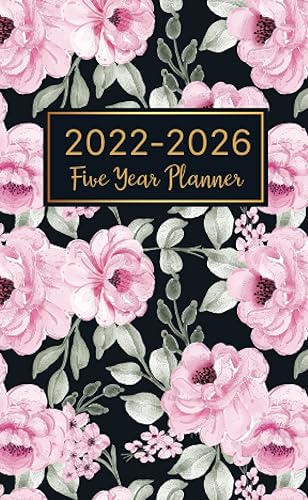 2022-2026 Monthly Pocket Planner: Flower Peonies Pink Cover | 2022-2026 Five Year Montghly Planner with Holidays | 5 Year Appointment Calendar | 60 Month Purse Size | Small Pocket Size 4 x 6.5
