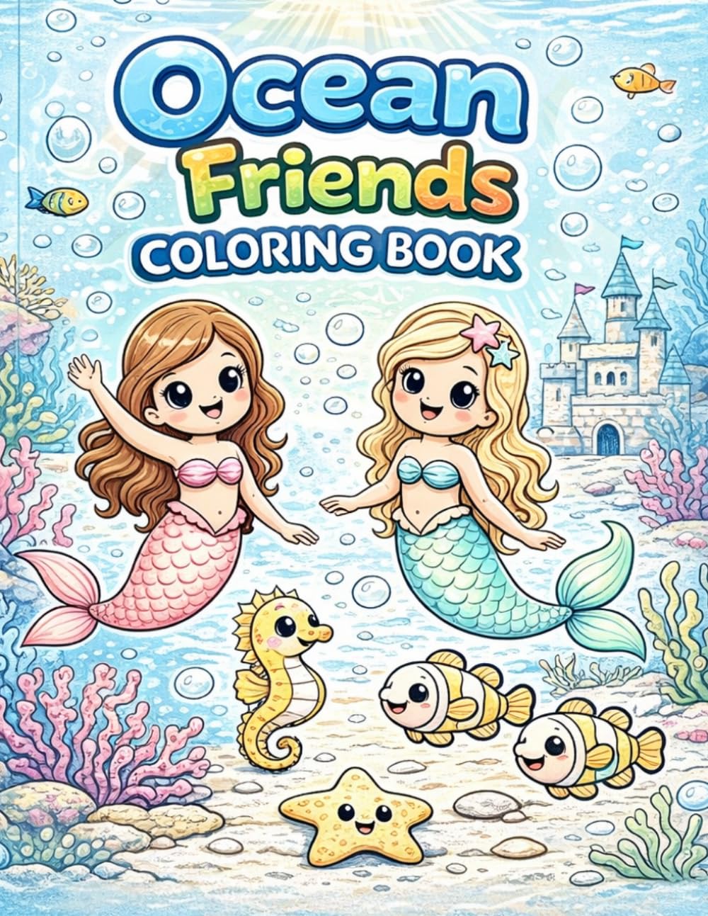 Ocean Friends Coloring Book: Cute Under the Sea Animals for Kids