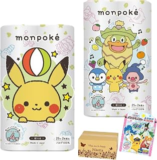 Pikotta 丸富制纸 厕纸 Monpocket 双层 12卷 x 2袋(合计24卷)带香味+带贴纸的拌饭套装