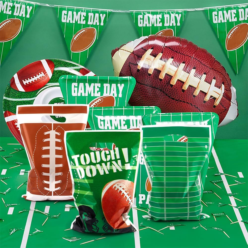 Football Goodie Bags, Football Party Bags, 100 PCS Football Treat Bags, Football Birthday Party Favors for Kids Rugby Sports Theme Candy Bags Gift Bags Game Day Events Supplies Football Party Decorations - Image 5