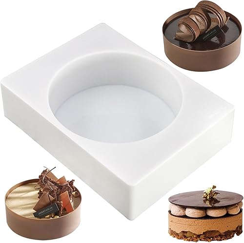 FUNSHOWCASE Tamaño redondo de la forma de la bandeja del molde del silicón del disco 5.3x5.3x1.9inch grande