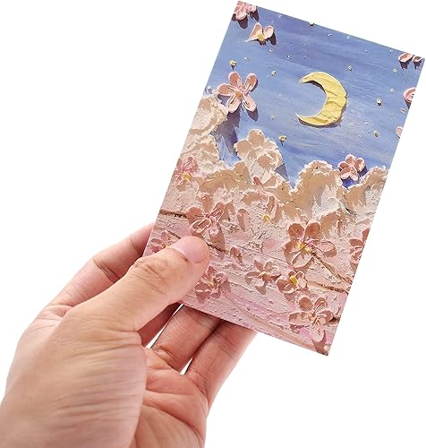 Miniatura 7 de IUAQDP 60 hojas de postal de pintura al óleo, decoración de collage de pared de arte estético, tarjeta de felicitación de papel, colorida planta de