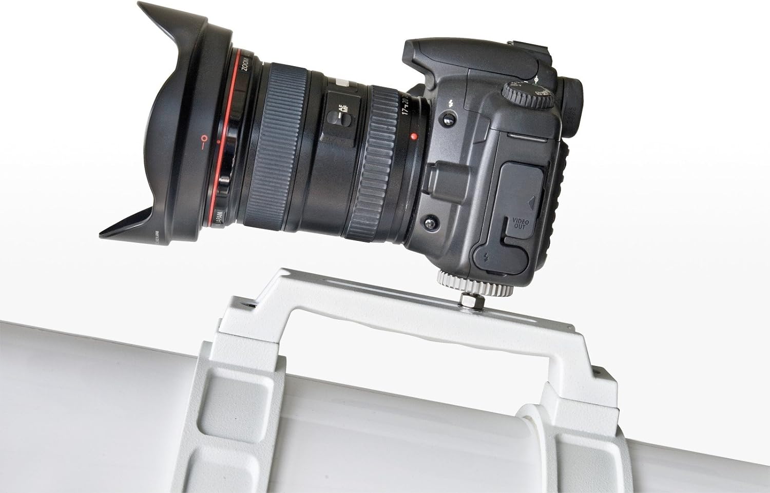 Close-up of the telescope focuser with an eyepiece inserted