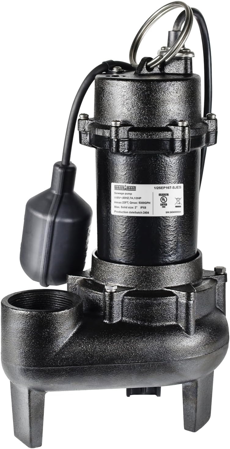 WASSERMANN 1/2 HP Sewage Pump with Auto Float Switch