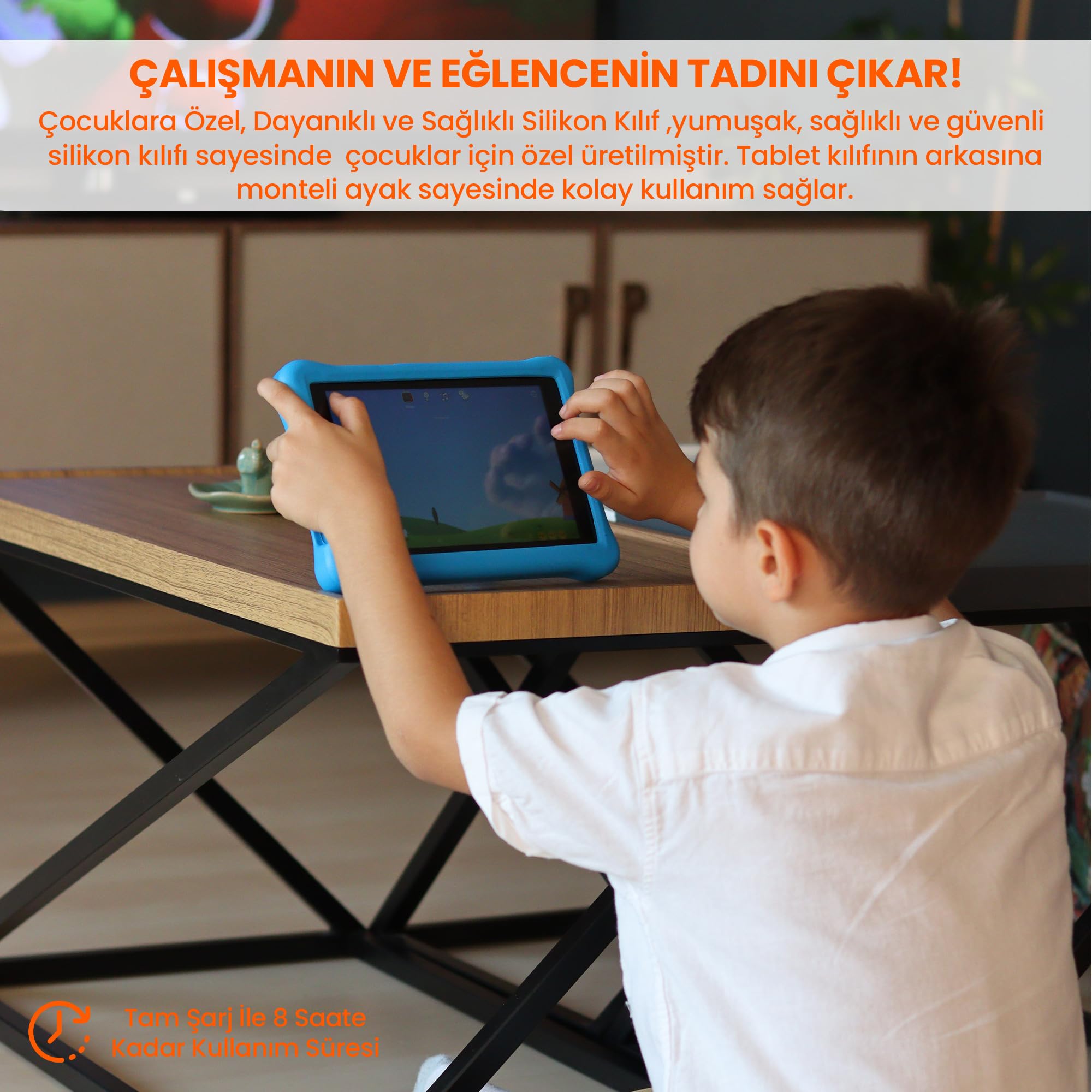 NPO 8" IPS Ekran Android 13.0 A133P 1.8GHz Antişok Çocuk Tableti, Kids Tablet (4GB RAM - 64 GB Kapasite, Mavi, 8 İnç)
