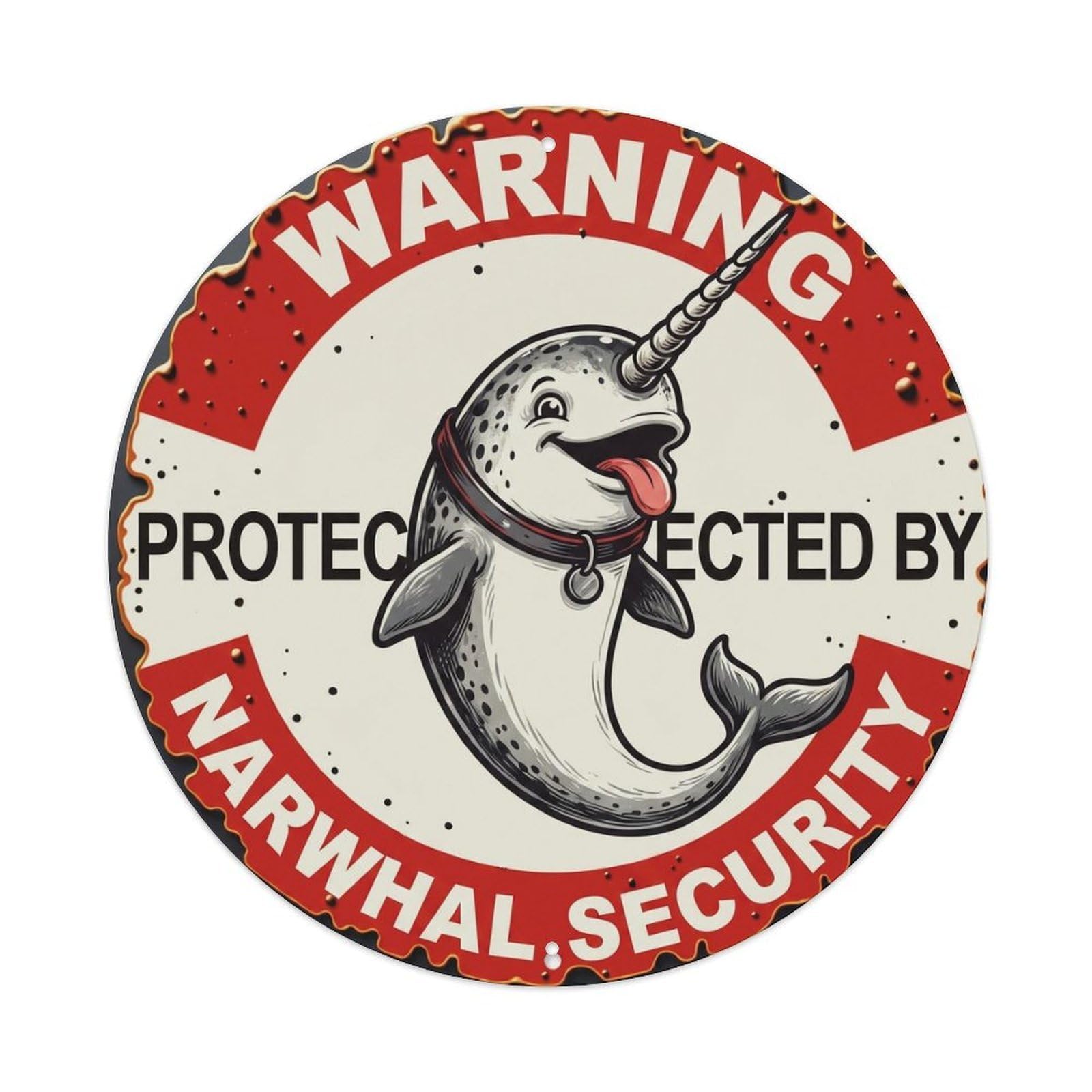 Tgrcjimh Style Metal Tin Sign Warning Protected By Narwhal Security Vintage