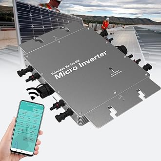 DAZULI 1200W 1400W 1600W 2000W 2400W 2800W Solar Inverter Grid Tie Mppt Micro Inverter, Dc22-60V to 230V 120V Self Cooling Pure Sine Wave Solar Inverter W/Ac Connection Cable,1600W