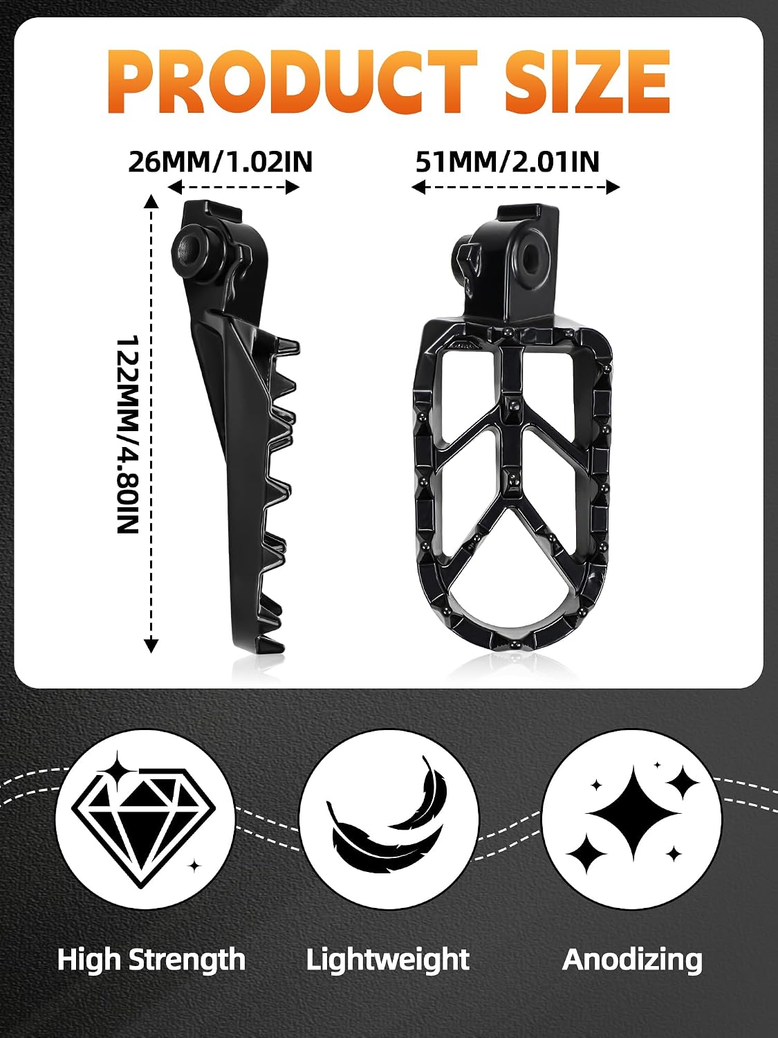 Foot Pegs for Yozma IN10 and Pro,Aluminum Motorcycle Footpegs Pedals Rests for Electric Dirt Bike Ebike Yozma IN 10 and Pro-Black