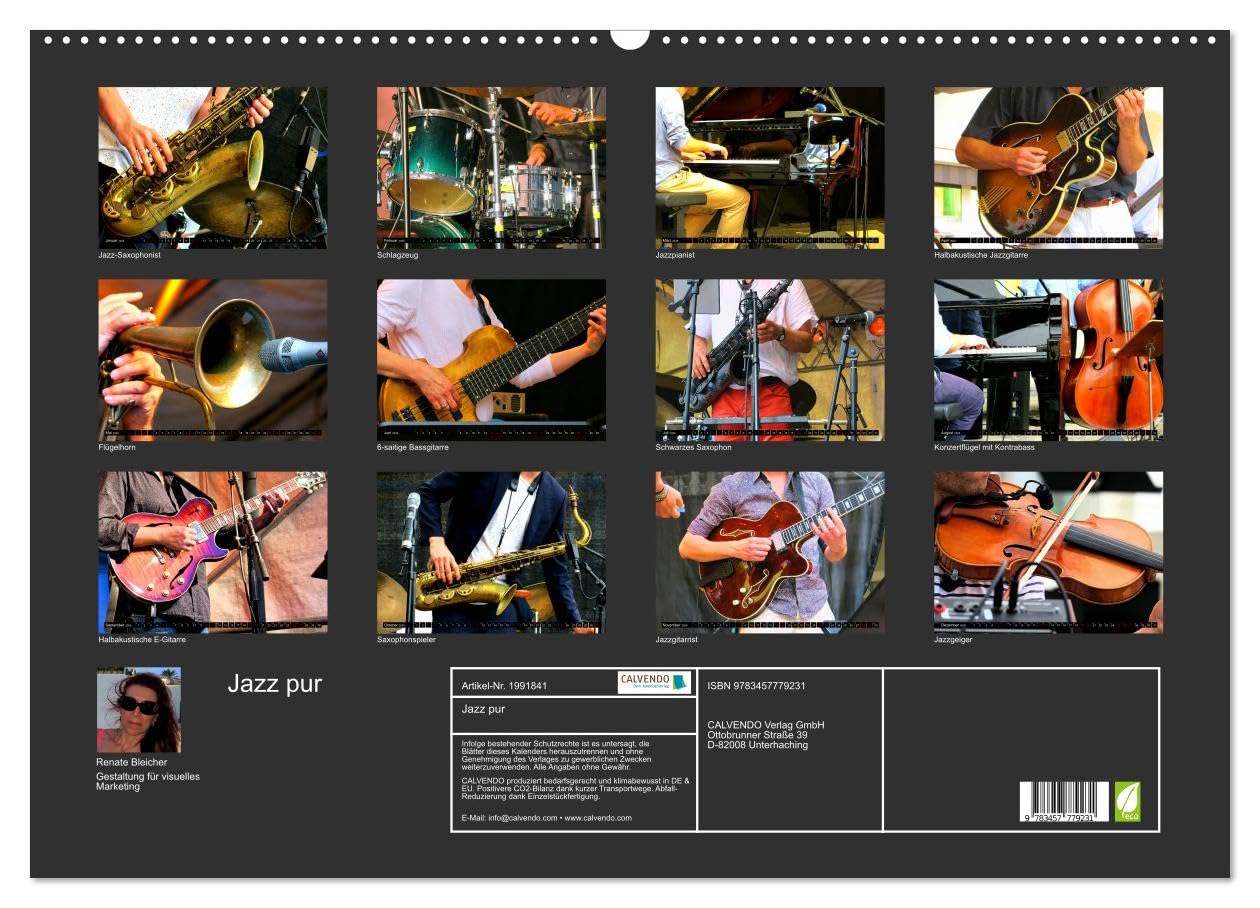 Jazz pur (Wandkalender 2026 DIN A2 quer), CALVENDO Monatskalender: Atmosphärische Entdeckungsreise durch die Welt der Jazzmusik (CALVENDO Kunst)